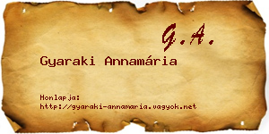 Gyaraki Annamária névjegykártya